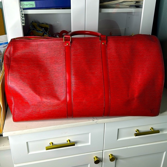 Authentic Red Epi leather Louis Vuitton extra large duffel bag - Picture 1 of 11